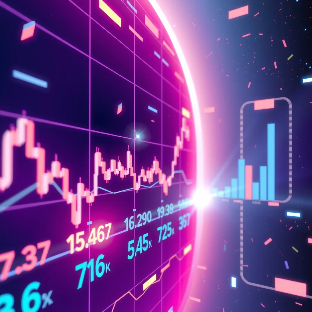 Visualización de datos financieros en estilo futurista